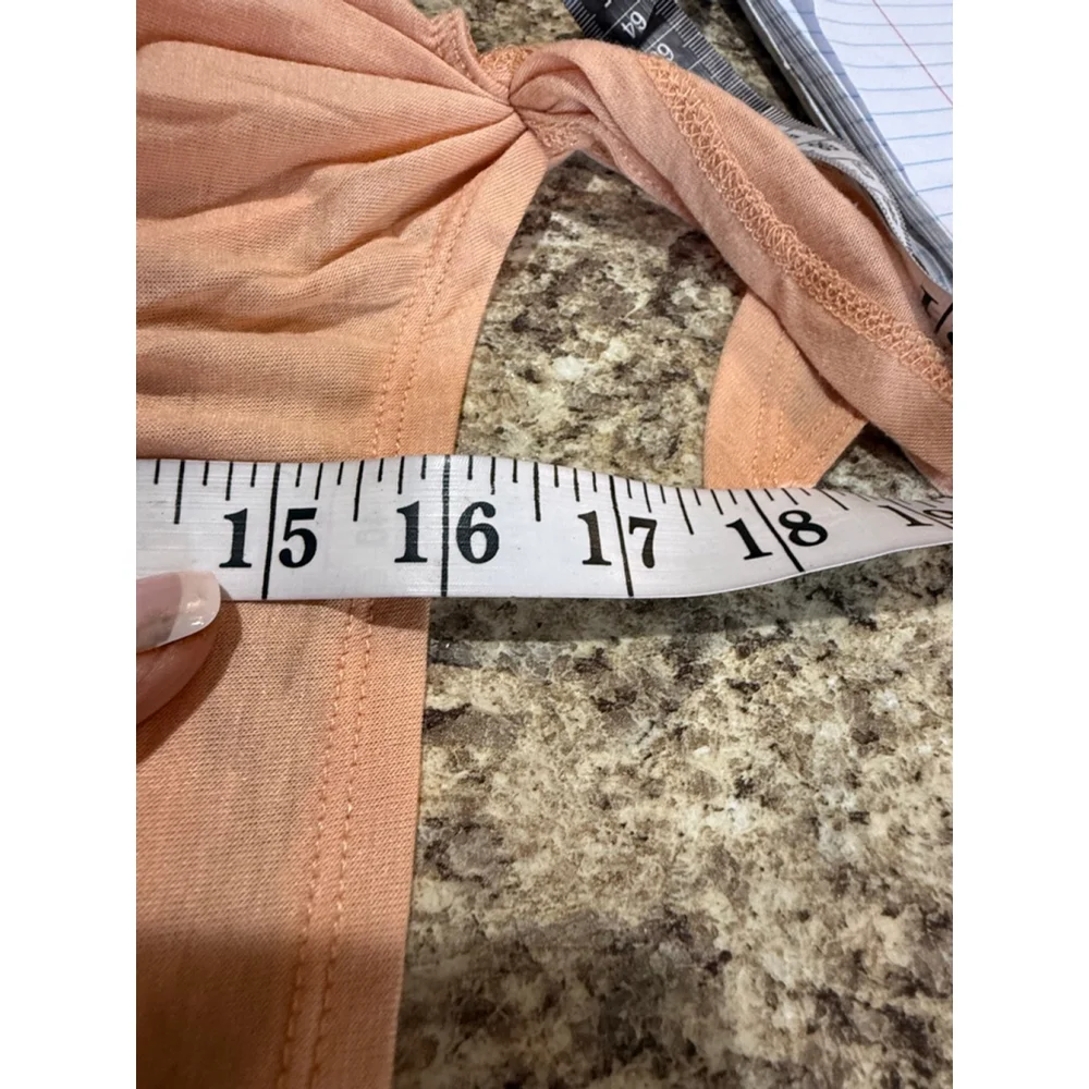 Women's Free People Peach Lace Sleeve Tie-Front Crop Top S